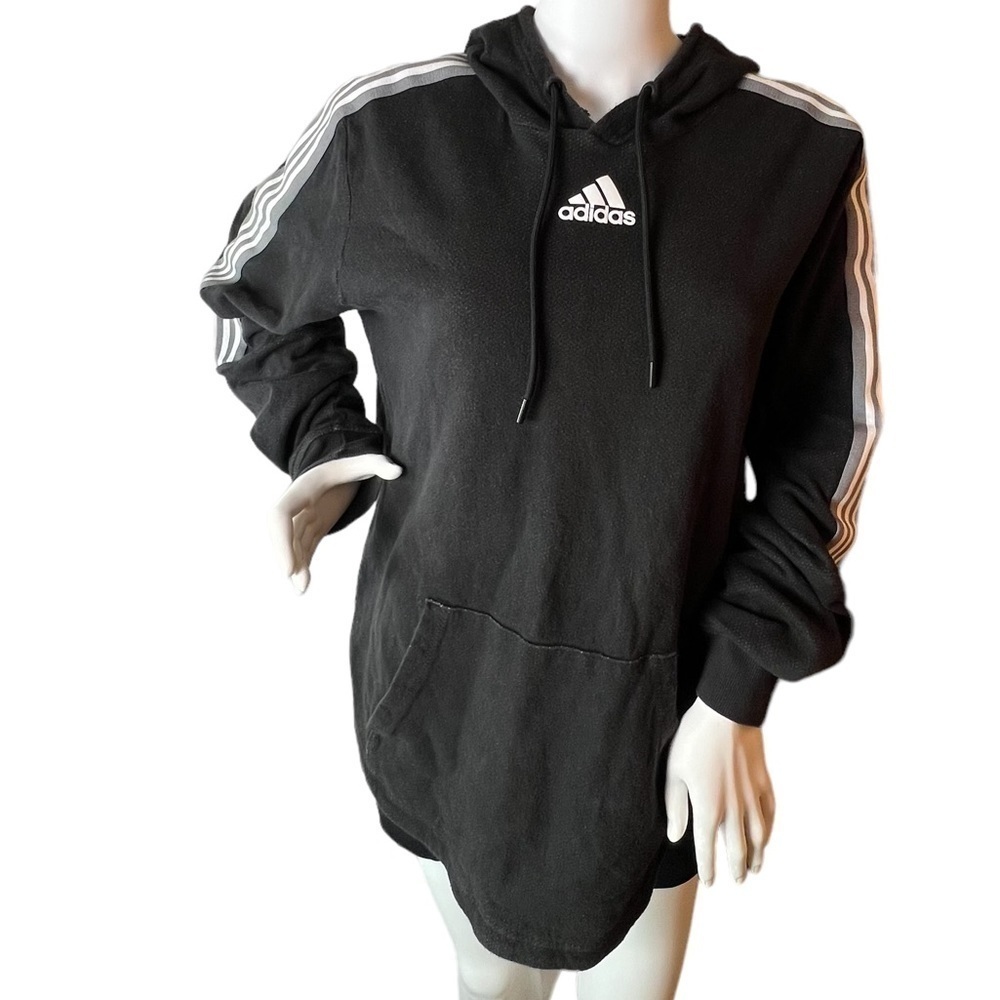 Adidas Pullover Sweatshirt Hoodie in Mottled Black - Picture 2 of 15
